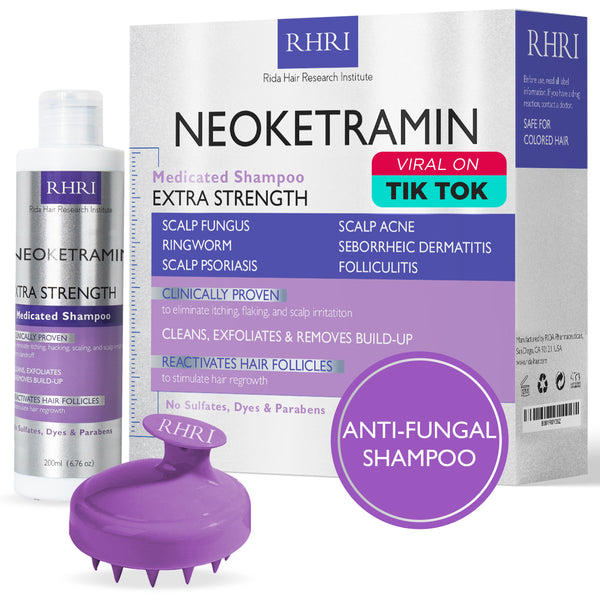 Neoketramin Shampoo for Men & Women with Scalp Massager